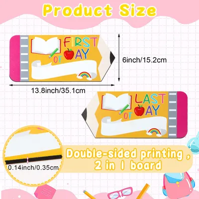 First And Last Day Of School Board Sign,Double Sided Printing Pencil Chalkboard For 1st Day Of Kindergarten Preschool, Back To School Supplies Photo Props Clearance