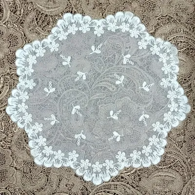 Mesh Bottom Embroidery Tablecloth Lace Embroidery Coaster Cotton Thread Soft Texture Round Retro Decorative Photo Props