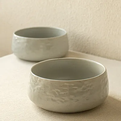 Round Belly Water Ripple Ceramic Fruit Salad Bowl