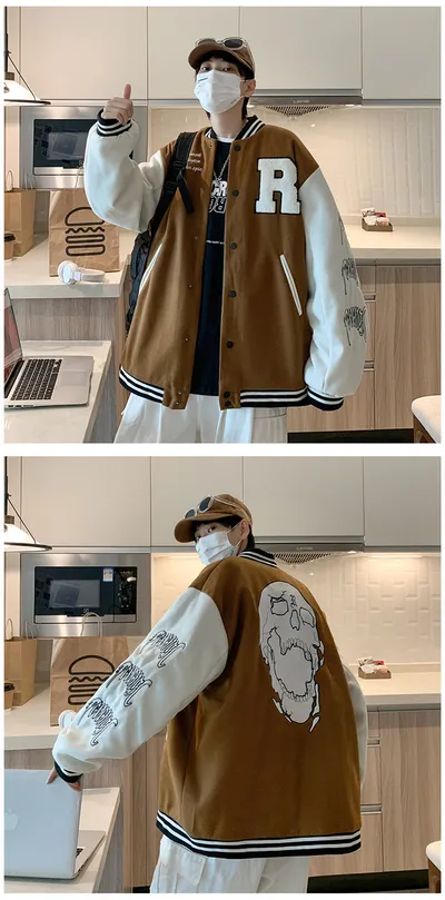 Coat Men's Hong Kong Style Trendy Brand Ins Loose Sports Baseball Uniform Harajuku Style Retro Casual Jacket Top