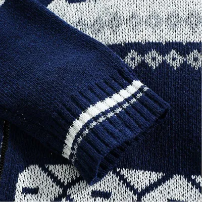 New Men's Jacquard Sweater Zipper Cardigan Long-sleeved Sweater