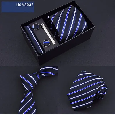 Business 8cm Striped Blue Black Tie