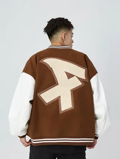 American Retro Alphabet Embroidered Baseball Uniform Coat