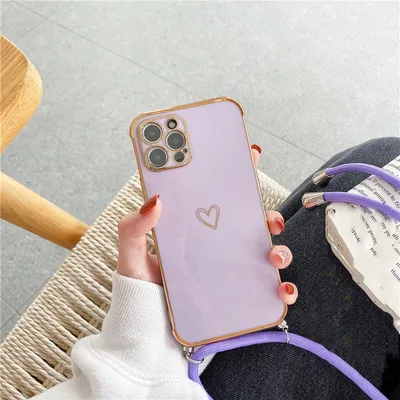 Hollow Love Crossbody Lanyard Phone Case