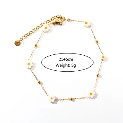 Fashion Trend Irregular Natural Stone Titanium Steel Anklet