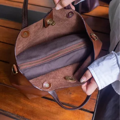 European And American Vintage First-layer Tree-tanned Cowhide Tote Bag, Commuter Handbag, Casual Single-shoulder Genuine Leather Crossbody Bag
