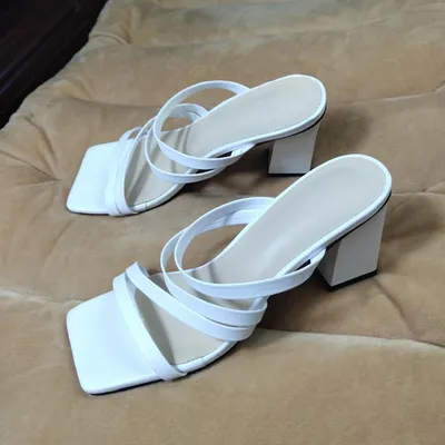 Women's mid-heeled large size slippers