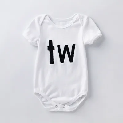 Cartoon animal alphabet black white baby romper