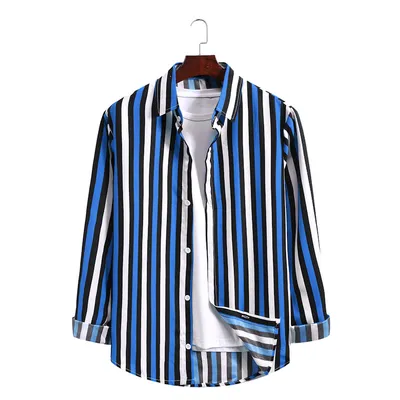 Striped Printed Long-sleeved Shirt Plus Size Wave Pattern
