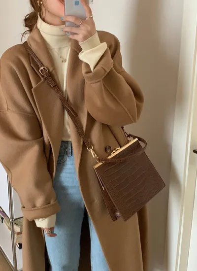 Women's Over-the-Knee Mid-Length Double-Breasted Wool Coat