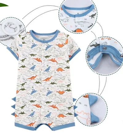 Printed baby short sleeve jumpsuit for summer babies