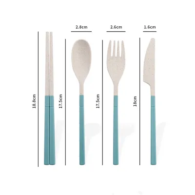 Outdoor Portable Wheat Straw Cutlery Box Set Of Three