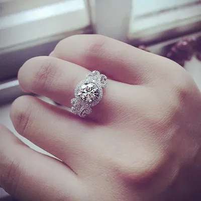 Ladies Round Zirconium Plated Gold Plated Ball Party Ring
