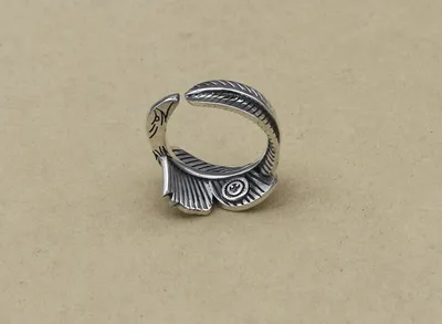 Eagle Head Feather S925 Sterling Silver Ring Men