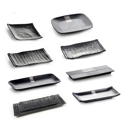 Flat rectangular sushi plate