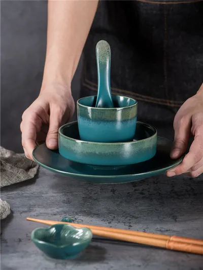 Japanese-style Hotel Table Display Tableware Four-piece Bowl And Dish Set Single Restaurant Restaurant Hot Pot Restaurant Commercial Logo