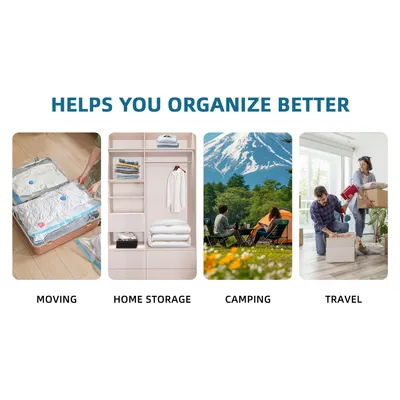 Eco-Friendly Clothes And Bedding Space-Saving Compression Bags, 4 Medium Bags, 4 Large Bags, 2 Extra Large Bags With Pump