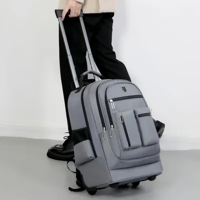 Large Capacity Travel Backpack With Waaheels, Multi Layer Trolley Luggage Bag, Multifunctional