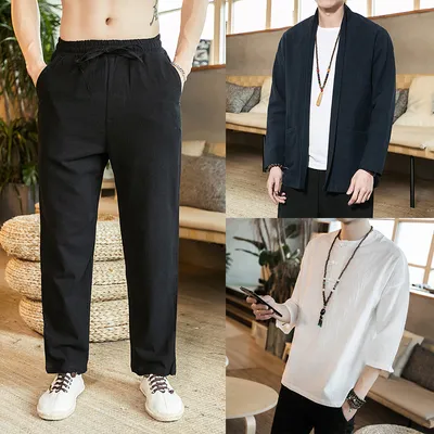 Spring Jacket Retro Cotton And Linen Cardigan Jacket Men's Plus Size Windbreaker