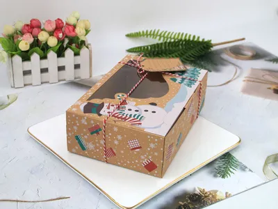 Christmas Gift Box Candy Cookie Santa Snowman Cartoon Kraft Paper Xmas Kids Bags New Year Event Party Supplies