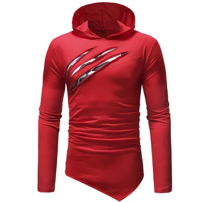 Colorblock Men's Casual Slim Hooded Long-sleeved T-shirt