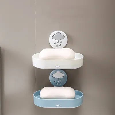 Household Wall-Mounted Drain Double-Layer Soap Box