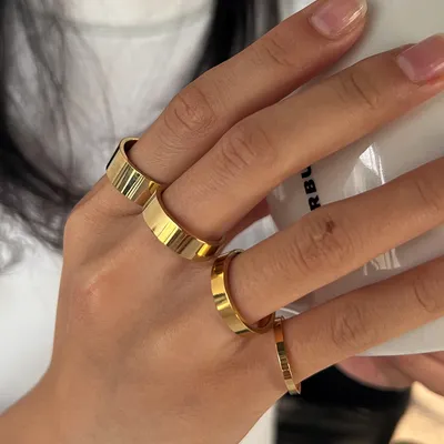 Women's Fashion Stainless Steel Flat Round Ring