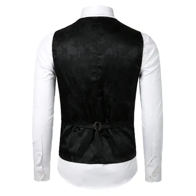 Gold Steampunk Vest Men Suit Gilet Homme Wedding Sleeveless