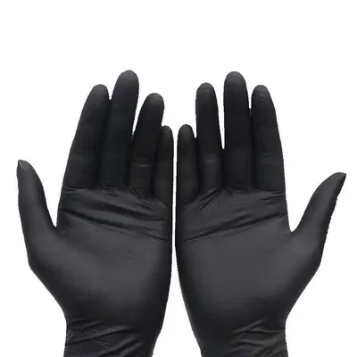 Black Thick Disposable Gloves 1 0 0PCS, PVC Nitrile Rubber, Food Grade, Latex Free, For Kitchen Dishwashing & Protection