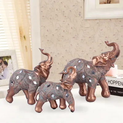 Craft Resin European Pattern Brown Family Carnival Elephant Resin Ornament