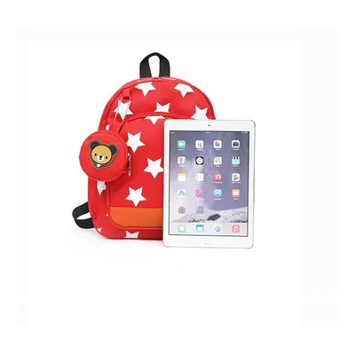 Teens Soccer Fan Backpack,Star Print With Cute Bear Coin Purse, Lightweight Stadium Bag For World Cup, Sports Events & School