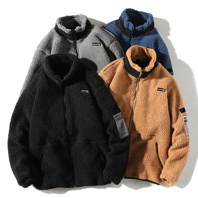 Lamb Wool Coat Men's Trend Plush Thick Warm Cotton Jacket