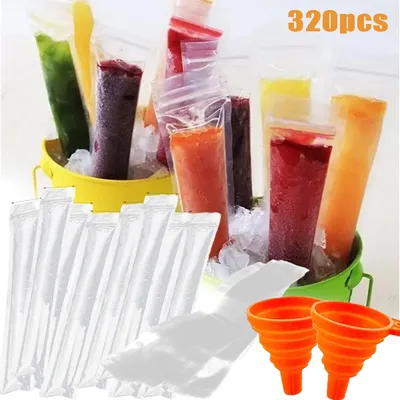 Party - 320 Popsicle Bags  2 Orange Funnels 1 Set