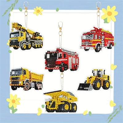 DIY Diamond Painting Keychain - Car Patterns, DIY Decorations, Diamond Kit Craft Supplies, Handmade Mosaic Painting Keychain DIY Set Suitable For Beginners, Creative Handmade Craft Gift Set