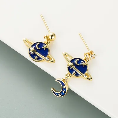 European And American Fashion Planet Moon Earrings