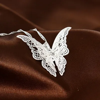 Silver Small Butterfly Necklace Accessories Women