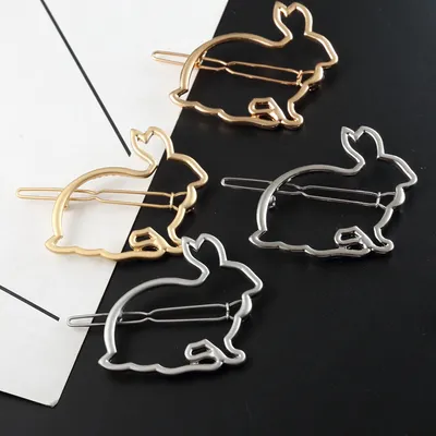 Metal Cutout Cute Bunny Hairpin Hair Accessory