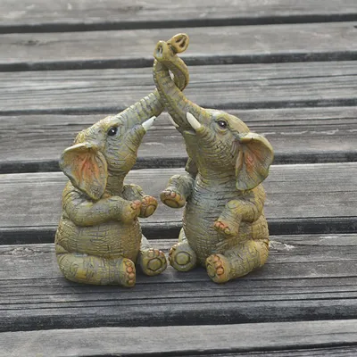 Couple Double Elephant Sculpture Home Decoration Living Room Wine Cabinet Porch Decoration Resin Crafts