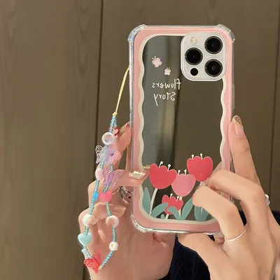 Mirror Tulip Flower Pattern Silicone Phone Case