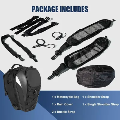 Motorcycle Rear Seat Tail Bag Motorbike Luggage Helmet Storage Backpack Grey