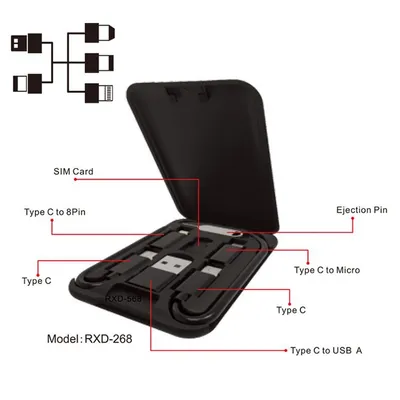 Portable Data Cable Business Card Holder Multi-function Charging Cable Mobile Phone Bracket Six-in-one