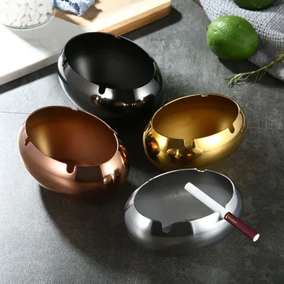 Thickened Stainless Steel Ashtray With Lid