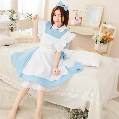 Cute Water Blue Maid Ware COS Anime Clothing Performance Costume