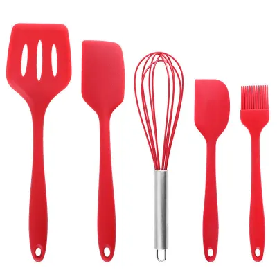 Silicone Kitchenware Non-Stick Cookware Kitchen Utensils Set Spatula Shovel Egg Beaters Silicone Handle Cooking Tool Set