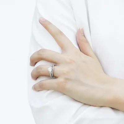Micro-set Diamond  925 Sterling Silver Two-in-one Combination Ring