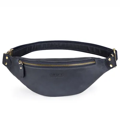 Retro Crazy Horse Leather Men's Waist Bag Genuine Leather