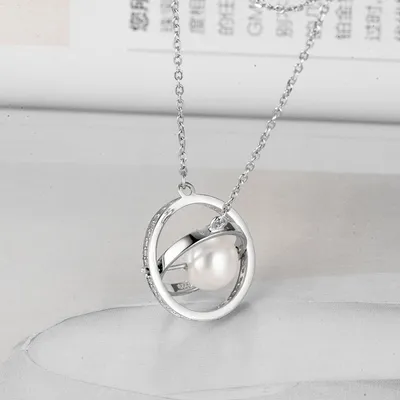 Silver Globe Pearl Necklace Women Fashion