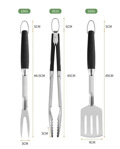 Plastic Handle Stainless Steel Combination Barbecue Fork Shovel Clamp