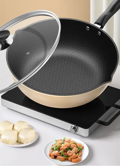 مقلاة حث منزلية من نوع Honeycomb Wok مع موقد غاز مخصص