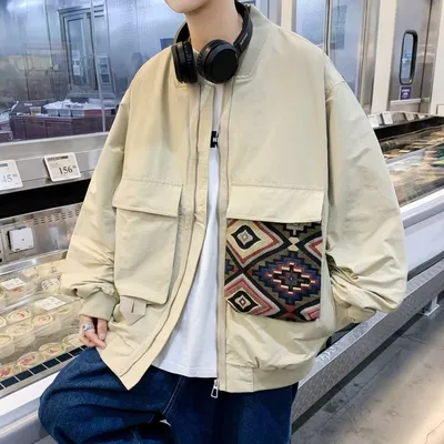 Large Pocket Collarless Embroidery Short Ethnic Style Casual Jacket